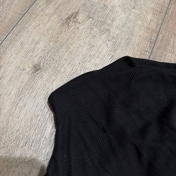 Enza Costa silk rib sleeveless mock neck fluid maxi dress in black - Picture 5 of 7